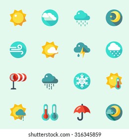 Weather Icons Flat Design Stock Vector (Royalty Free) 316345859