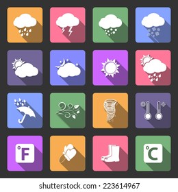 Weather icons, flat design vector