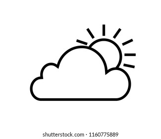 Weather icons flat vector symbols with clode and sun on white background