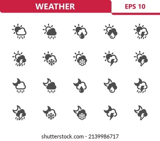 Weather Icons - Forecast, Cloud, Rain, Raining. Professional, pixel perfect icons. EPS 10 format.