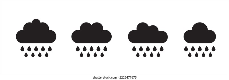 Weather icons. Weather forecast icon set. Clouds symbol. Rain cloud sign. Heavy rainfall vector illustration. Simple flat and outline style graphic design.