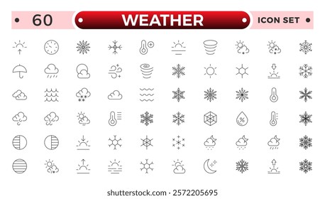 Weather icons. Weather forecast icon set. Clouds logo. Weather , clouds, sunny day, moon, snowflakes, wind, sun day. Outline icon set Collection. 
