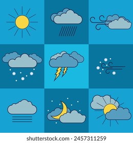Weather icons, forecast, illustration, vector