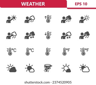 Weather Icons - Forecast, Weatherman, Weather Man, Meteorologist, Thermometer Vector Icon