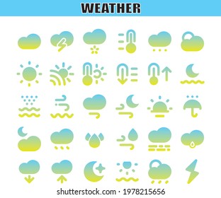Weather Icons, gradient style with White Background