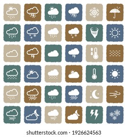 Weather Icons. Grunge Color Flat Design. Vector Illustration.