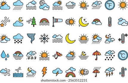 Weather icons High-Quality Vector Icons Collection with Editable Stroke. Ideal for Professional and Creative Projects.