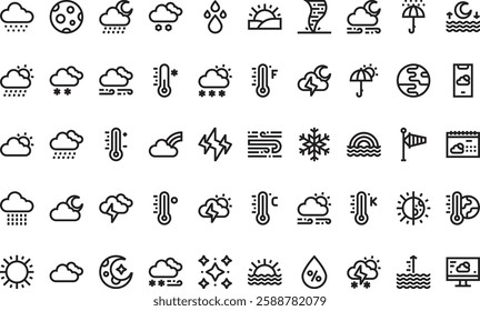 Weather icons High-Quality Vector Icons Collection with Editable Stroke. Ideal for Professional and Creative Projects.