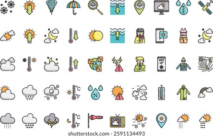 Weather icons High-Quality Vector Icons Collection with Editable Stroke. Ideal for Professional and Creative Projects.