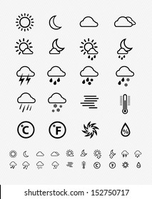  Weather icons line pattern on white background, Vector illustration 