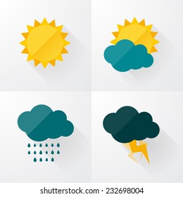 Weather icons with long shadows