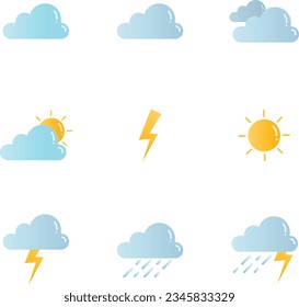 Weather icons meteorology forecast pictogram vector set