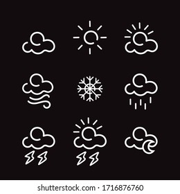 Weather icons. Modern and minimalist design. Black background.