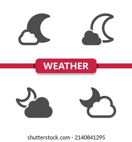 Weather Icons - Moon, Night, Cloud, Cloudy. Professional, pixel perfect icons. EPS 10 format.