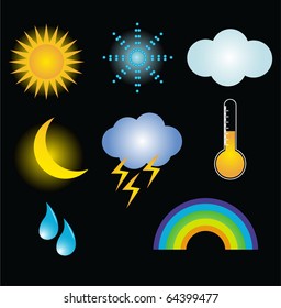 weather icons on black