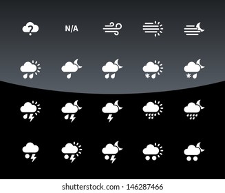 Weather icons on black background. Additional part. Vector illustration.