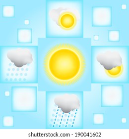 Weather icons on blue background