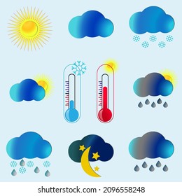 Weather Icons on blue background