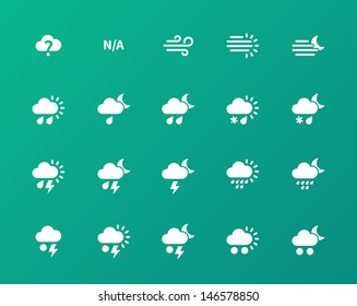 Weather icons on green background. Additional part. Vector illustration.