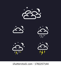 weather icons on night vector set