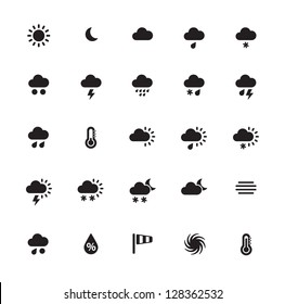 Weather icons on white background. Vector illustration.