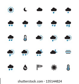 Weather icons on white background. Vector illustration.