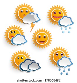 Weather icons on the white background. Eps 10 vector file.