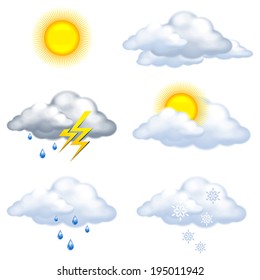 weather icons on white background