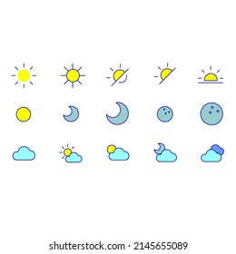 Wettersymbole auf weißem Hintergrund