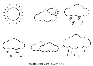 Weather Icons On White Background Stock Vector (Royalty Free) 562247011 ...