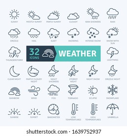 Weather Icons Pack. Thin line icons set. Flaticon collection set. Simple vector icons