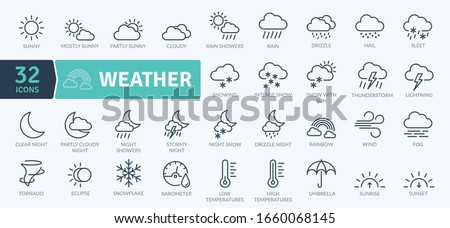 Weather Icons Pack. Thin line icons set. Flaticon collection set. Simple vector icons