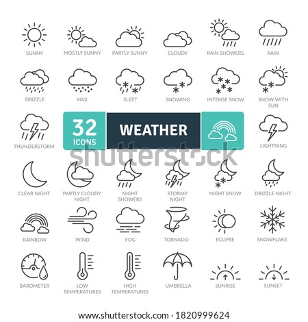 Weather Icons Pack. Thin line icons set. Flaticon collection set. Simple vector icons