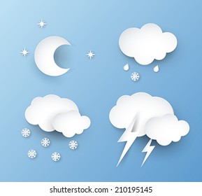 Weather icons - paper illustration