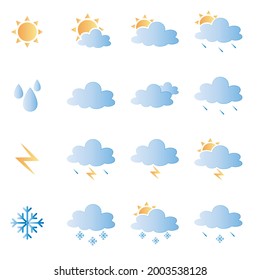 Weather icons for print, web or mobile app. Mega pack of colored weather icons. All icons for weather with sample usage. 100% vector, eps 10.
