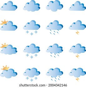 Weather icons for print, web or mobile app. Mega pack of colored weather icons. All icons for weather with sample usage. 100% vector, eps 10.
