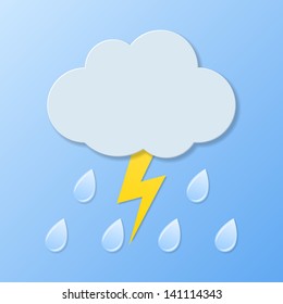 Weather icons. Rain and lightning. Vector illustration.