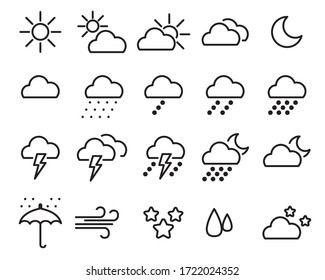 Weather icons, rainy and cloud outline style ,Vector illustration