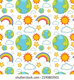 Weather icons seamless pattern illustration