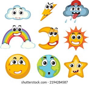 Weather icons seamless pattern illustration