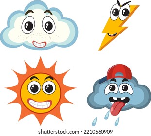 Weather icons seamless pattern illustration