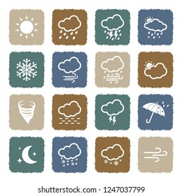 Weather Icons. Set 2. Grunge Color Flat Design. Vector Illustration. 