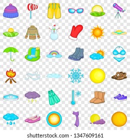 Weather icons set. Cartoon style of 36 weather vector icons for web for any design