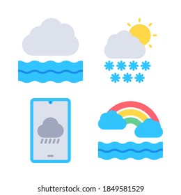 Weather Icons Set = cloud wave, sun winter, smartphone, rainbow . Perfect for website mobile app, presentation, illustration and any other projects.