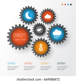 Weather Icons Set. Collection Of Weather, Cloudy, Douche And Other Elements. Also Includes Symbols Such As Temperature, Shower, Hot.