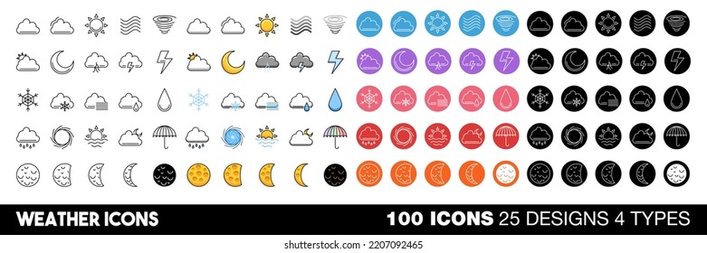 Weather icons set collection graphic design