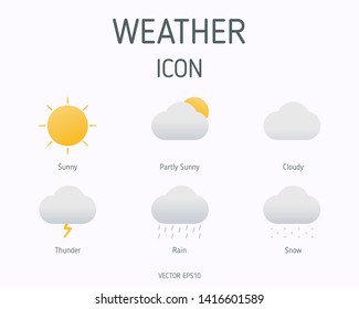 Weather icons set. Flat design vector illustration.