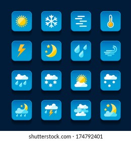 Weather icons set in flat design style.