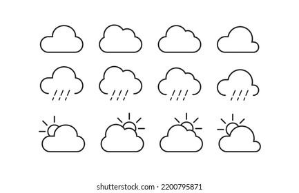 weather icons set. flat weather icons design. rain or summer icons. sunny weather. rain weather.	