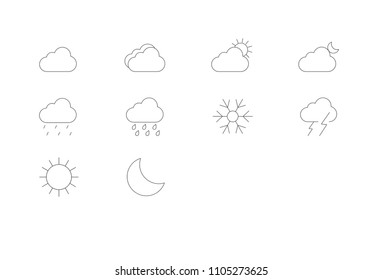 Weather Icons Set. Flat Weather Modern Isolate Icon Bundle.